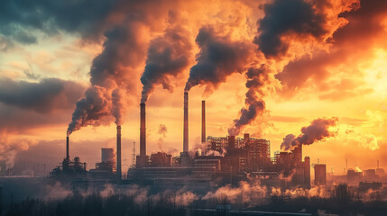 Global problems cartoon web banner, save the planet concept, destroyed city, war, abandoned buildings and factory pipes with smoke. Destruction, natural disaster or world cataclysm vector landing page