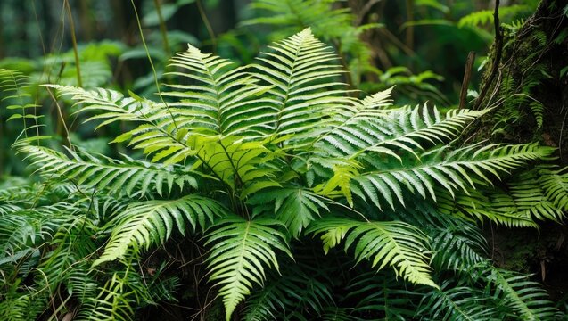 Pteridium Aquilinum Fern Vibrantly Thriving in Lush Temperate Forest Environment Showcasing Its Distinctive Fronds and Rich Green Colors
