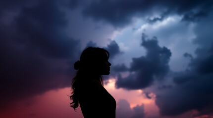 Dreamlike Scene of a Girl's Silhouette Against a Wonderfully Magical and Mystical Background