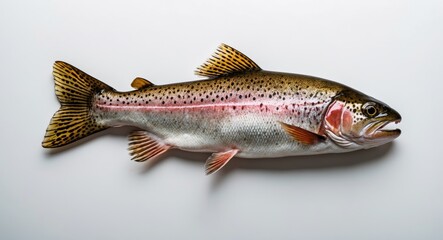 Fresh Cutthroat Trout Fish Displayed on White Background for Culinary or Aquaculture Use
