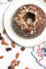 Delicious classic chocolate almond kouglof 