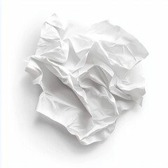 Naklejka premium Highly detailed, realistic illustration of crumpled white tissue with soft folds, wrinkles, subtle shadows, and three-dimensional depth on a clean white background.