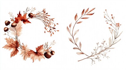 Rustic Autumn Wreath with Twigs and Fall Foliage