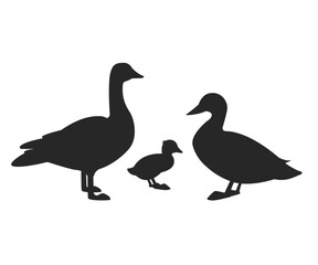 Ducks family silhouette stock illustration