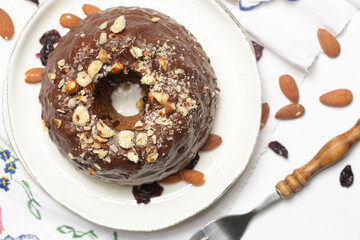 Delicious classic chocolate almond kouglof 