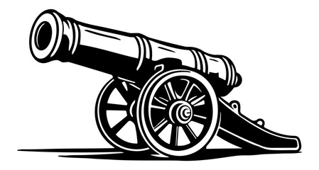 black old cannon without background