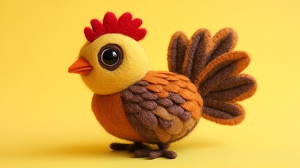 A colorful felt art chick shows its adorable features vividly