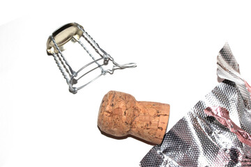 Prosecco Champaign Cork Popping on a White Background