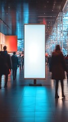 Blank billboard, indoor crowd, advertising