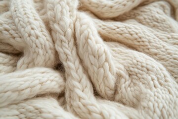 close-up of premium merino wool fibers in cream tones, showing intricate natural textures and soft depth