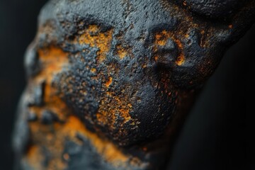 Obraz premium close-up of weathered industrial chain, rich ochre rust patina, dramatic macro detail showing texture and decay