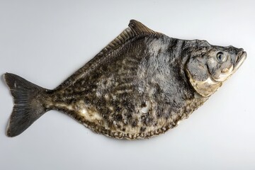 Fototapeta premium Freshly caught flounder fish displayed on a plain white surface