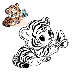 Coloring book for children (cartoon baby tiger).
