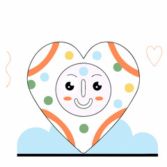 Happy Heart Character, Cute Pastel Colors, Vector Illustration, Fun Design, Kids.