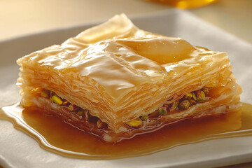 Golden Baklava with Pistachios and Honey Glaze