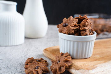 Chocolate topping cookies. Cookies with chocolate chip topping. Eid cookies. Suitable for recipes, articles, catalogs, or other commercial purposes. Eid cookies