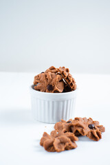 Chocolate topping cookies. Cookies with chocolate chip topping. Eid cookies. Suitable for recipes, articles, catalogs, or other commercial purposes. Eid cookies