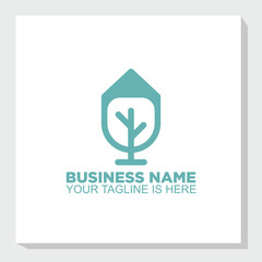 trees and houses logo design concept, nature element logo design vector, forest home logos