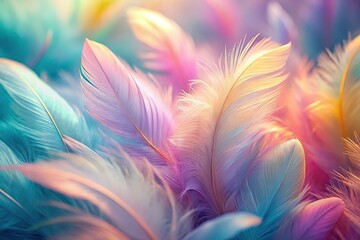 Fototapeta premium Soft Pastel Feathers: Delicate Texture & Gentle Light - Stock Photo