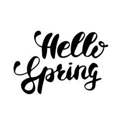 Hello spring lettering. A vibrant typography in a minimalist design