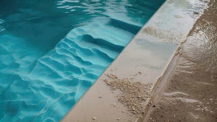 Tranquil Swimming Pool Surface With Clear Blue Water And Poolside Area Featuring Texture And Space For Text Engagement