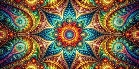 Vibrant Colorful Fractal Geometry Background - Abstract Digital Art Texture