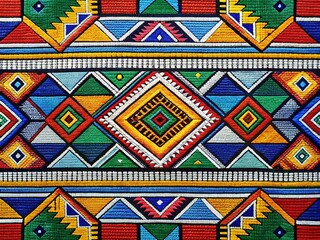 Vibrant Geometric Ndebele Textile Pattern - South African Traditional Art