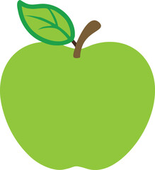 Simple fresh organic green apple fruit with leaf icon diet flat style logo sign clipart design sticker vector illustration isolated on white background. healthy food, vitamin, vegetarian, food Mark.