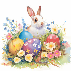 easter bunny with eggs