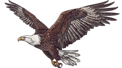 Fototapeta premium Flight Showcasing Strong Wings and Detailed Feathers in a Natural Environment Illustration