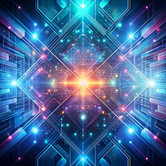 Fototapeta premium Abstract Futuristic Digital Art. Glowing Lines and Network Connections