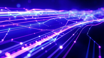 Abstract AI interface with holographic elements and glowing data lines  – Generative AI	