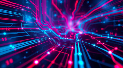 Abstract AI interface with holographic elements and glowing data lines – Generative AI	