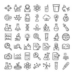 Science Icons Research, Experiments, Technology, Innovation, Growth