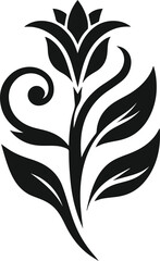 Obraz premium flowers and leaves vector silhouette, vector flower vector leaf or flower elements for design 