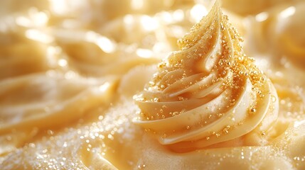 Artistic Capture of Cascading Golden Gelato Exemplifying Decadence and Velvety Textures for Engaging Ice Cream Branding