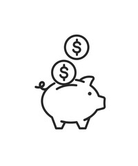 Piggy bank icon on white background stock illustration
