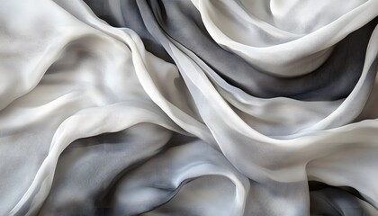Fototapeta premium Gray and white flowing fabric creates a soft abstract pattern