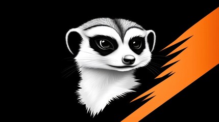 Obraz premium Meerkat head silhouette, black and white tribal style animal illustration, vector graphic meerkat.
