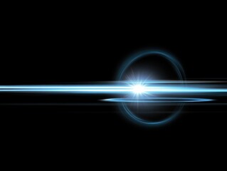 Light streak lens flare effect on black background