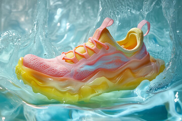 colorful sneaker in water commercial photography