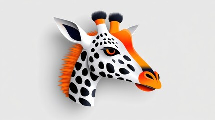 Giraffe head silhouette, black and white tribal style animal illustration, vector graphic giraffe.