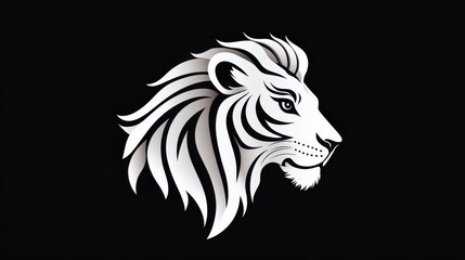 Obraz premium Lioness head silhouette, black and white tribal style animal illustration, vector graphic lioness.