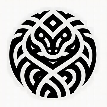 AI Generate of Stylized Snake Skin Pattern, iconic, simple, elegant, abstract, circular shape. Intricate scales, giving it a modern, artistic, and minimalist look, ideal for logos, branding, tattoo.