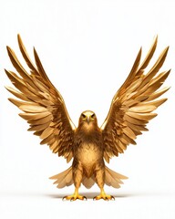 Obraz premium Majestic golden eagle displaying wings studio setting digital art bright background front view wildlife concept