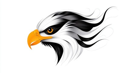 Fototapeta premium Intricate line drawing of an eagle head featuring detailed feathers, perfect for tattoos and artistic inspiration.
