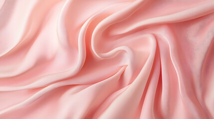 Fototapeta premium A close-up of the elegant curves and texture of light pink silk fabric 