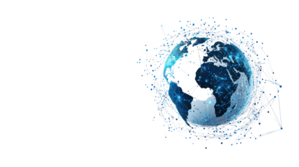 abstract globe illustration with blue dotted isolated on white background