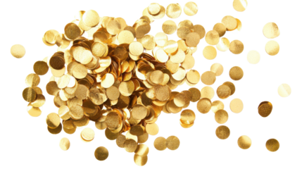 gold confetti isolated on white background