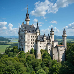 Obraz premium A peaceful narrow pathway winding through lush trees, creating a serene and scenic route surrounded.